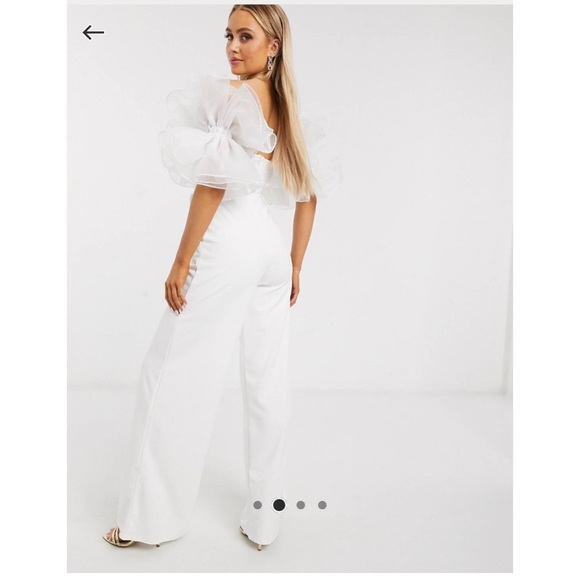 ASOS Club L London Organza Sleeve Jumpsuit in White Size US6 - Picture 3 of 9